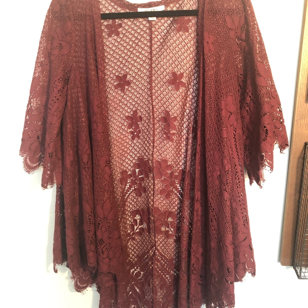 Burgundy lace cardigan!